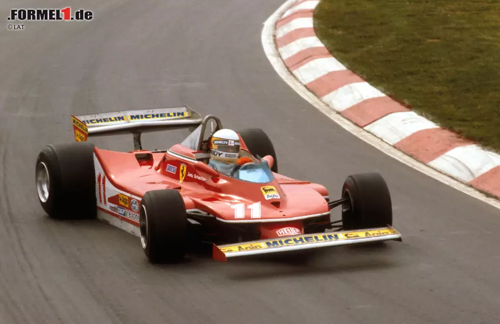 Platz 7: Jody Scheckter (97 Rennen) - Der Südafrikaner kommt 1972 in die Formel 1 und fährt ab 1974 Vollzeit in der Königsklasse. Nachdem er bereits 1977 Vizeweltmeister wird, folgt zwei Jahre später mit Ferrari der große Wurf - und anschließend ein historischer Absturz der Scuderia ... Foto zur News: Platz 7: Jody Scheckter (97 Rennen) - Der Südafrikaner kommt 1972 in die Formel 1 und fährt ab 1974 Vollzeit in der Königsklasse. Nachdem er bereits 1977 Vizeweltmeister wird, folgt zwei Jahre später mit Ferrari der große Wurf - und anschließend ein historischer Absturz der Scuderia ...