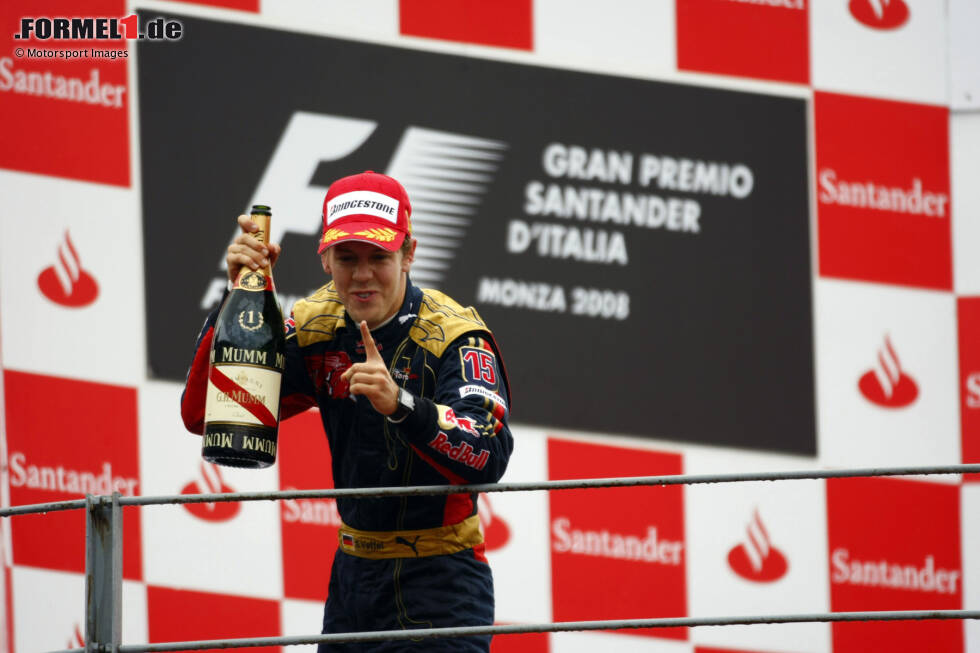 Foto zur News: Das erste Podest gleich mit einem Sieg feiern, so wie Sebastian Vettel 2008 in Monza, das kann nicht jeder. Der Deutsche ist mittlerweile nicht mehr in der Formel 1 dabei, doch wir wollen uns einmal seinen aktuellen Kollegen widmen und wann und wie sie zu ihrem ersten Formel-1-Podium gekommen sind.