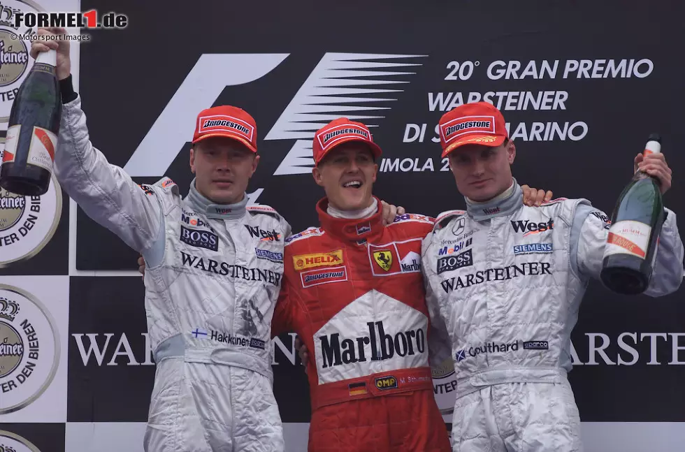 2000 (als San-Marino-Grand-Prix): Michael Schumacher (Ferrari) vor Mika Häkkinen (McLaren) und David Coulthard (McLaren) Foto zur News: 2000 (als San-Marino-Grand-Prix): Michael Schumacher (Ferrari) vor Mika Häkkinen (McLaren) und David Coulthard (McLaren)