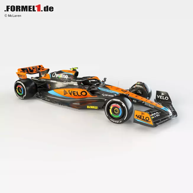 Foto zur News: Die Seitenkästen des McLaren MCL60 erinnern an die Lösung des Red Bull RB 18 aus dem Vorjahr.