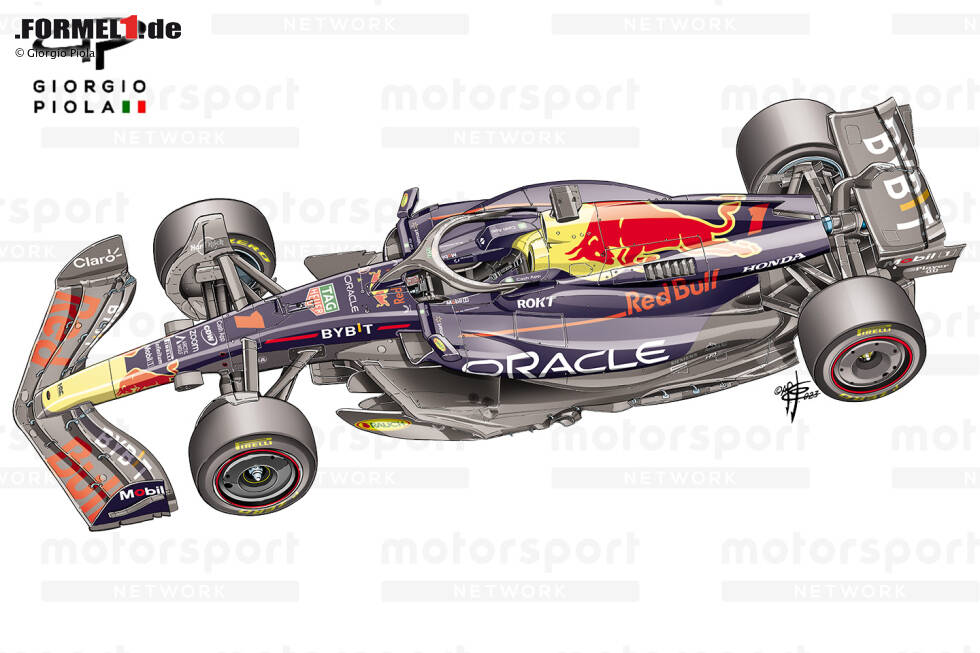 Foto zur News: Der Red Bull RB19 war das Maß aller Dinge in der Formel-1-Saison 2023. In dieser Fotostrecke zeigen wir auf, was das Auto vom Vorgänger RB18 unterscheidet und wie das Team den Rennwagen von Max Verstappen und Sergio Perez 2023 immer noch schneller gemacht hat!