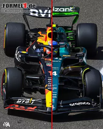 Foto zur News: Red Bull RB19 vs. Aston Martin AMR23