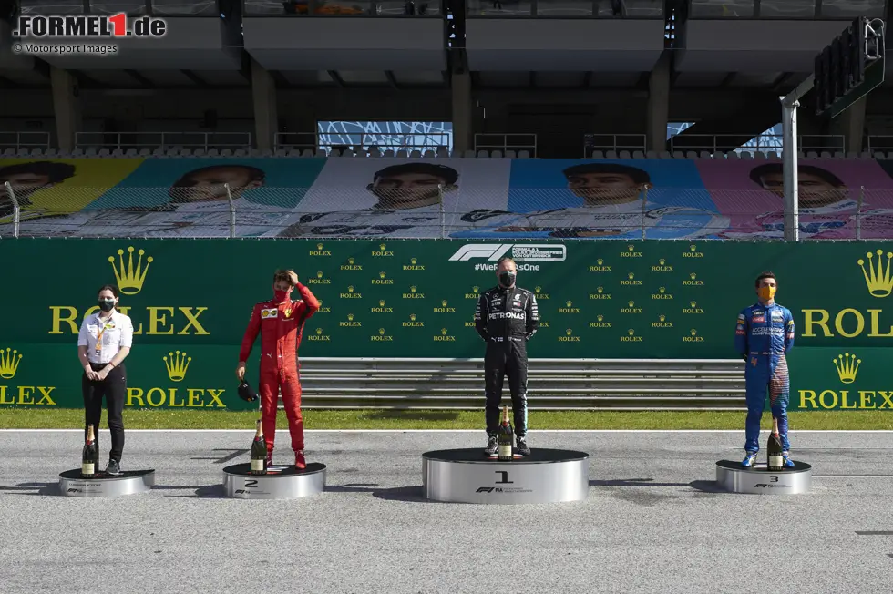 Foto zur News: #4 Lando Norris (20 Jahre, 7 Monate, 22 Tage) - Aufgrund von Corona fällt das erste Podium von Lando Norris etwas trist aus, doch wie der McLaren-Pilot das in Spielberg 2020 holt, ist dramatisch. Nach einer Zeitstrafe gegen Lewis Hamilton fährt er wie entfesselt, um im Zeitfenster zu bleiben. Das gelingt ihm um weniger als zwei Zehntel!