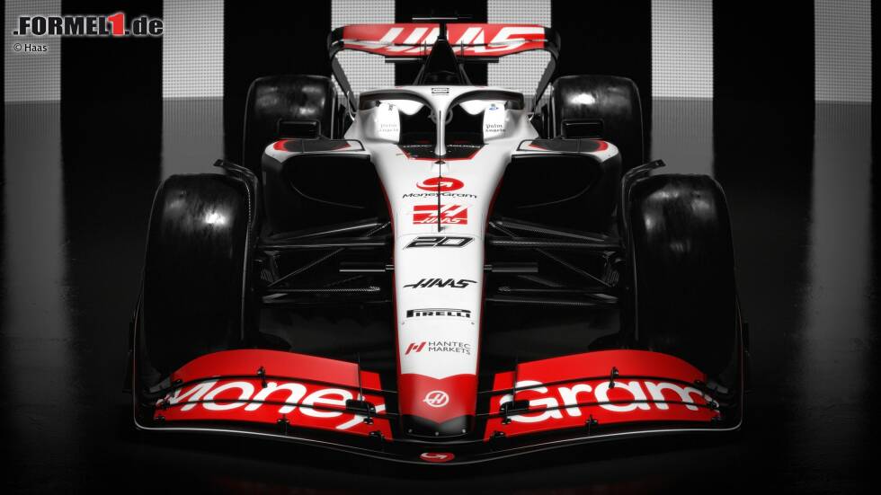 Von vorne ähnelt der Bolide seinem Vorgänger mit vielen weißen Flächen. Hinzu kommen rote Front- und Heckflügel vom neuen Hauptsponsor MoneyGram. Andere Sponsoren wie 1&1 oder Under Armour sind mit Mick Schumacher weg. Von vorne ähnelt der Bolide seinem Vorgänger mit vielen weißen Flächen. Hinzu kommen rote Front- und Heckflügel vom neuen Hauptsponsor MoneyGram. Andere Sponsoren wie 1&1 oder Under Armour sind mit Mick Schumacher weg.
