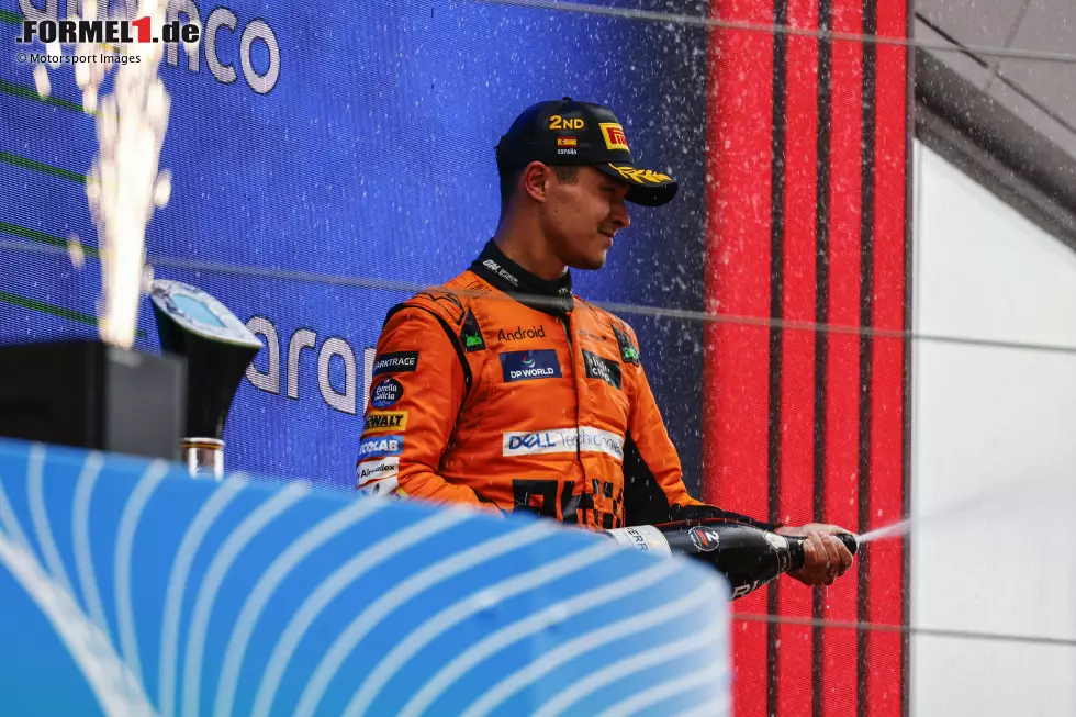 Lando Norris (Redaktion: 2) - Obwohl der Brite insgesamt ein starkes Wochenende fuhr, reicht es deshalb auch bei uns nicht zur Bestnote. Wer im schnellsten Auto nicht gewinnt, der bekommt eben keine 1 - auch wenn der Start nicht komplett verunglückt war. Aber das reichte eben aus, um das Rennen am Ende zu verlieren. Foto zur News: Lando Norris (Redaktion: 2) - Obwohl der Brite insgesamt ein starkes Wochenende fuhr, reicht es deshalb auch bei uns nicht zur Bestnote. Wer im schnellsten Auto nicht gewinnt, der bekommt eben keine 1 - auch wenn der Start nicht komplett verunglückt war. Aber das reichte eben aus, um das Rennen am Ende zu verlieren.