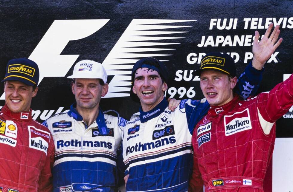 Foto zur News: Rookie Villeneuve ist es auch, der Hills einziger echter WM-Rivale 1996 ist. Beim Saisonfinale liegen die beiden Williams-Teamkollegen nur neun Punkte auseinander. In Suzuka schnappt sich Hill schließlich seinen achten Saisonsieg - und damit den Titel.