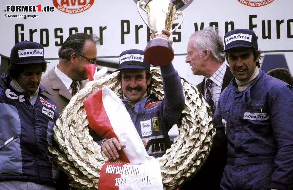 ... 49 WM-Läufe, bis er zum zweiten Mal in der Formel 1 gewinnt, nämlich beim Deutschland-Grand-Prix 1974 auf dem Nürburgring. Bis 1979 holt er noch weitere drei Laufsiege für Ferrari und Williams. Foto zur News: ... 49 WM-Läufe, bis er zum zweiten Mal in der Formel 1 gewinnt, nämlich beim Deutschland-Grand-Prix 1974 auf dem Nürburgring. Bis 1979 holt er noch weitere drei Laufsiege für Ferrari und Williams.