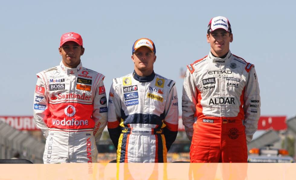 Foto zur News: 2007: 6 Rookies - 2. Lewis Hamilton (McLaren/109), 7. Heikki Kovalainen (Renault/30), 14. Sebastian Vettel (BMW-Sauber/Toro Rosso/6), 19. Adrian Sutil (Spyker/0), 22. Kazuki Nakajima (Williams/0) und 26. Markus Winkelhock (Spyker/0)