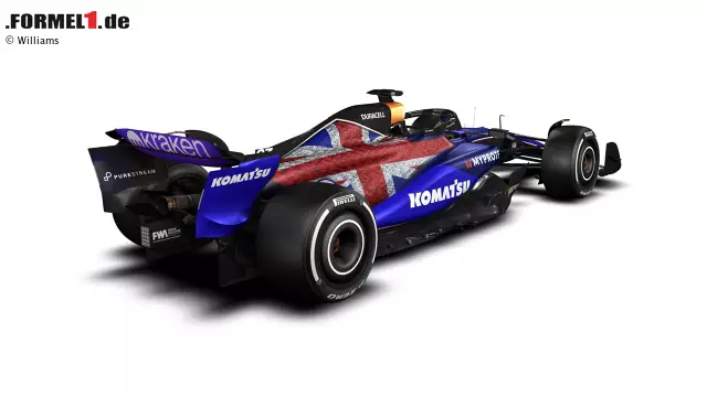 Foto zur News: Silverstone: Passend zu seinem Heimrennen ändert das britische Traditionsteam Williams seine Farben und bildet den "Union Jack", die Flagge des Vereinten Königreichs, auf seinem Rennwagen ab. Erst der Detailblick aber ...