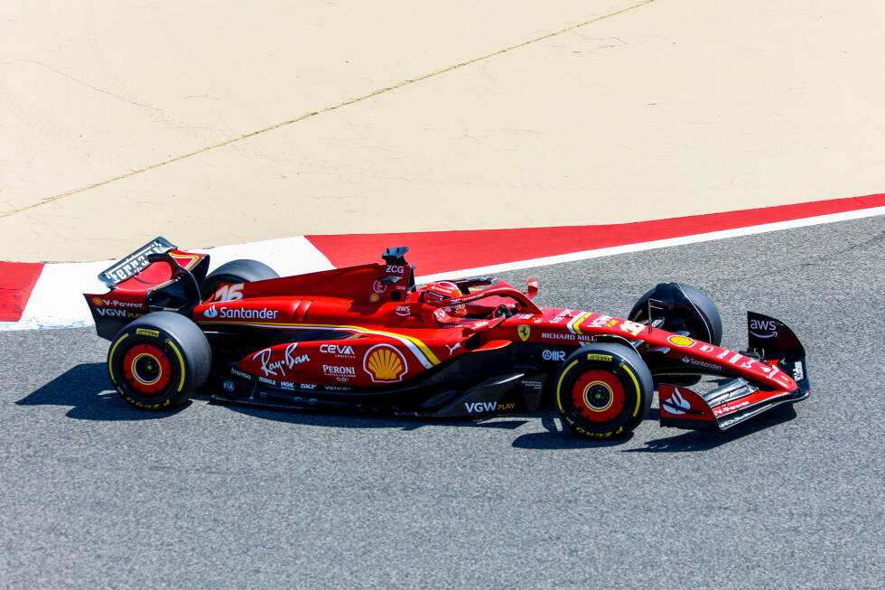 Foto zur News: Ferrari-Fahrer Charles Leclerc stellt mit dem SF-24 in 1:30.322 Minuten auf weichen Reifen die Tagesbestzeit zum Abschluss der Formel-1-Wintertests 2024 auf. Das bedeutet einen ...