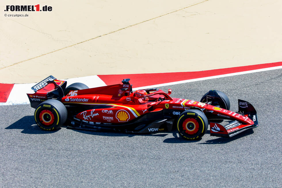 Foto zur News: Ferrari-Fahrer Charles Leclerc stellt mit dem SF-24 in 1:30.322 Minuten auf weichen Reifen die Tagesbestzeit zum Abschluss der Formel-1-Wintertests 2024 auf. Das bedeutet einen ...