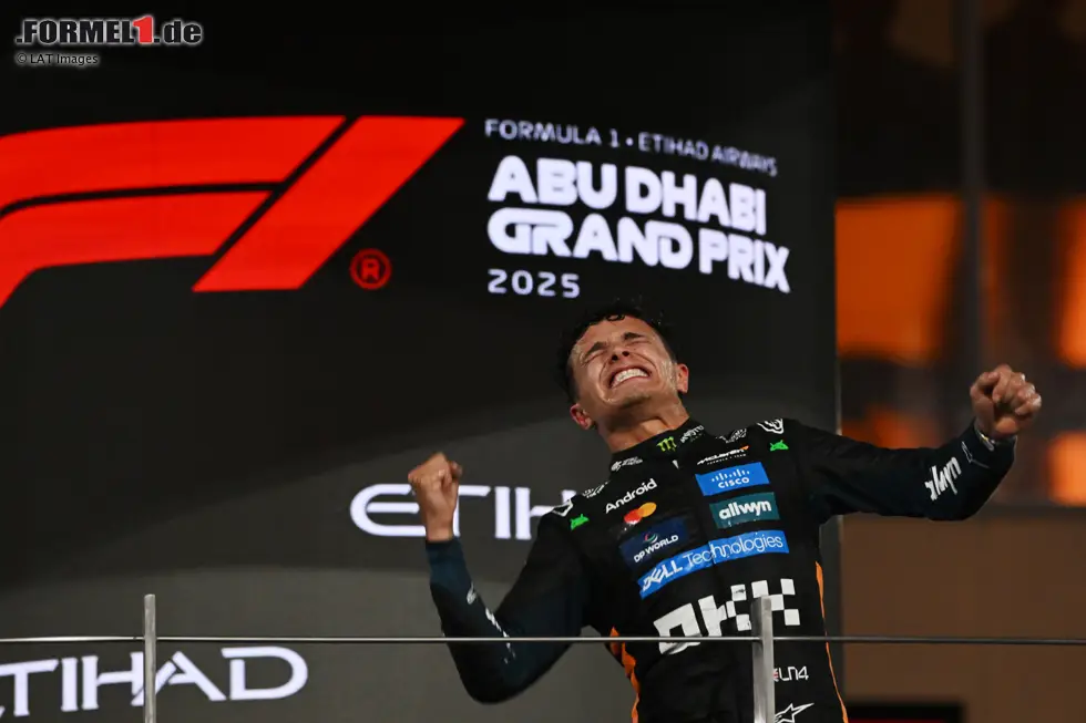 Foto zur News: ... nach der Siegerehrung noch einmal grenzenlose Freude, als Norris mit dem Publikum seinen Erfolg feiert.