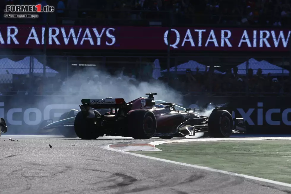 Foto zur News: 7. Aston Martin: Mexiko 2023 - Beide Fahrer müssen mit Schäden am Auto aufgeben. Fernando Alonso fährt über Trümmer und verliert an Pace, Lance Stroll wird von Valtteri Bottas auf die Hörner genommen und muss ebenfalls abstellen, auch wenn er als 17. noch in die Wertung kommt - mit fünf Runden Rückstand.