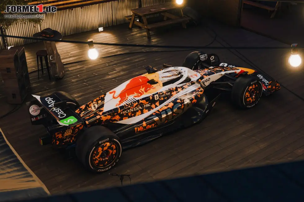 Foto zur News: Austin: Mal wieder ein neues Design bei Racing Bulls: Für den Grand Prix der USA in Austin hat Titelsponsor Cash App ein Schildkröten-Design in Schwarz, Braun und Gold aufgelegt. Es ist ein Verweis auf ...