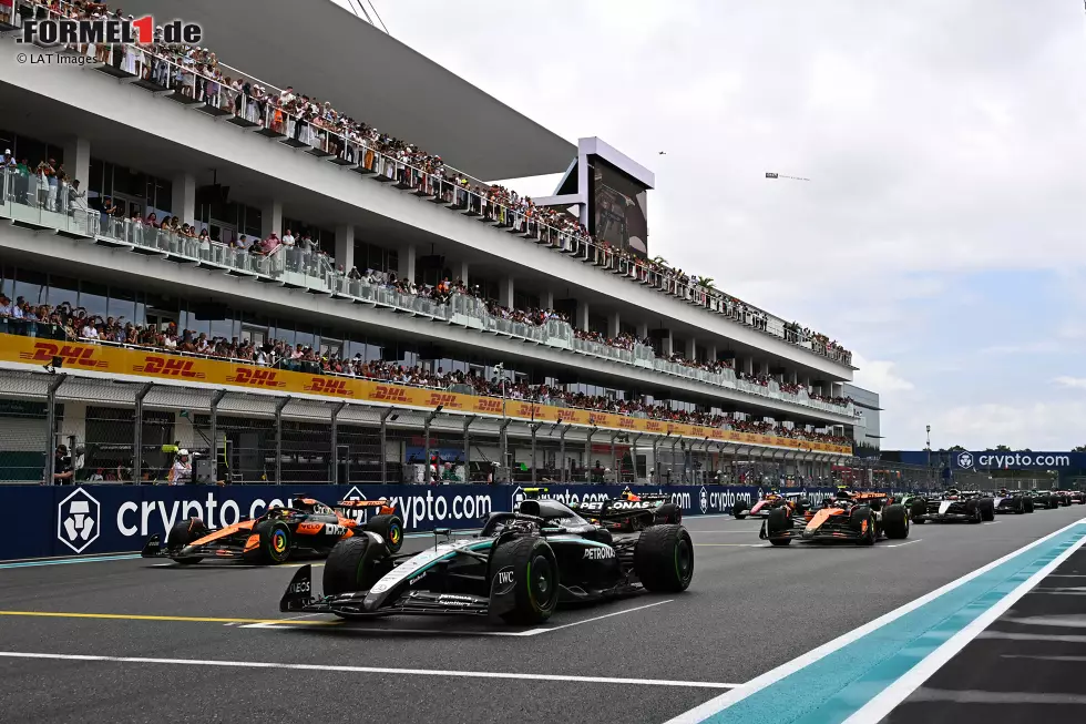 Miami 2025: Erst bestimmt Oscar Piastri im McLaren das Geschehen, dann profitiert Teamkollege Lando Norris von einer Gelbphase und gewinnt. Stand: Hamilton (14), Piastri (14), Russell (10), Norris (9), Verstappen (6), Tsunoda (6), Leclerc (4), Stroll (4), Antonelli (4). Foto zur News: Miami 2025: Erst bestimmt Oscar Piastri im McLaren das Geschehen, dann profitiert Teamkollege Lando Norris von einer Gelbphase und gewinnt. Stand: Hamilton (14), Piastri (14), Russell (10), Norris (9), Verstappen (6), Tsunoda (6), Leclerc (4), Stroll (4), Antonelli (4).