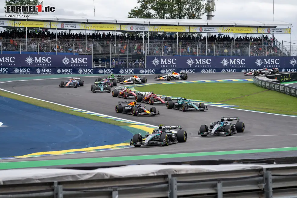 Foto zur News: Sao Paulo 2025: Lando Norris dominiert das Wochenende in Brasilien von A bis Z, Andrea Kimi Antonelli überzeugt als Zweiter. Stand: Verstappen (27), Russell (26), Norris (23), Piastri (21), Hamilton (21), Leclerc (17), Antonelli (12), Sainz (9), Tsunoda (8), Ocon und Stroll (4), Albon und Alonso (3), Bearman und Gasly (2), Hadjar (1).