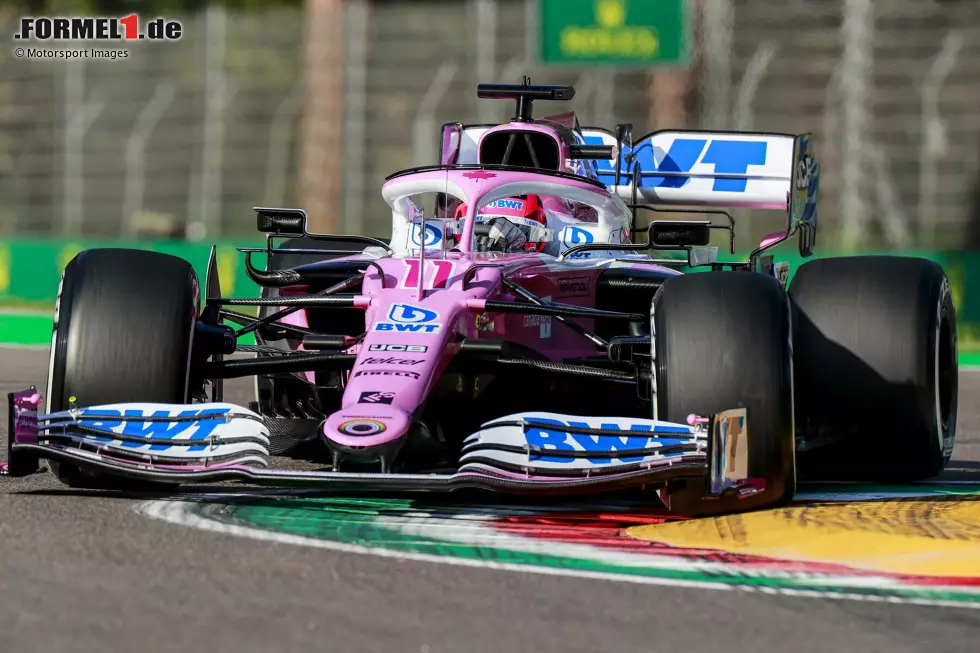 Foto zur News: 2020: Der Racing Point RB20 ähnelt auffällig dem Weltmeister-Mercedes aus dem Vorjahr. Zufall ist das nicht: Nachforschungen ergeben illegale Kopien. Das kostet Racing Points einige Punkte in der WM und gut 400.000 US-Dollar Strafe.