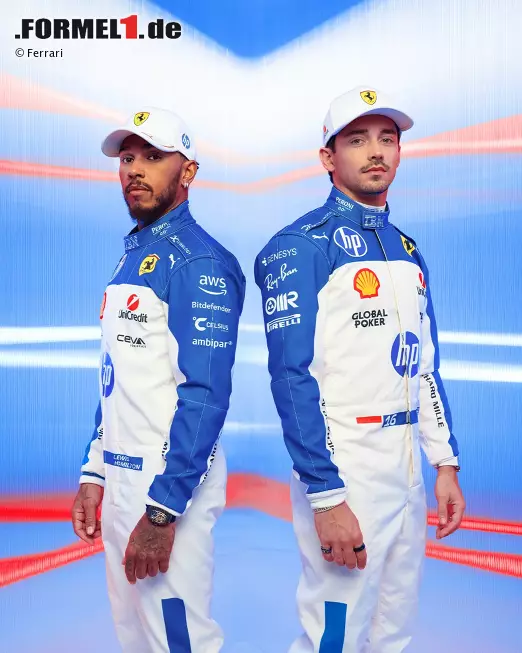 ... auch die Piloten Lewis Hamilton und Charles Leclerc erhalten Rennanzüge in den passenden Farben. Foto zur News: ... auch die Piloten Lewis Hamilton und Charles Leclerc erhalten Rennanzüge in den passenden Farben.