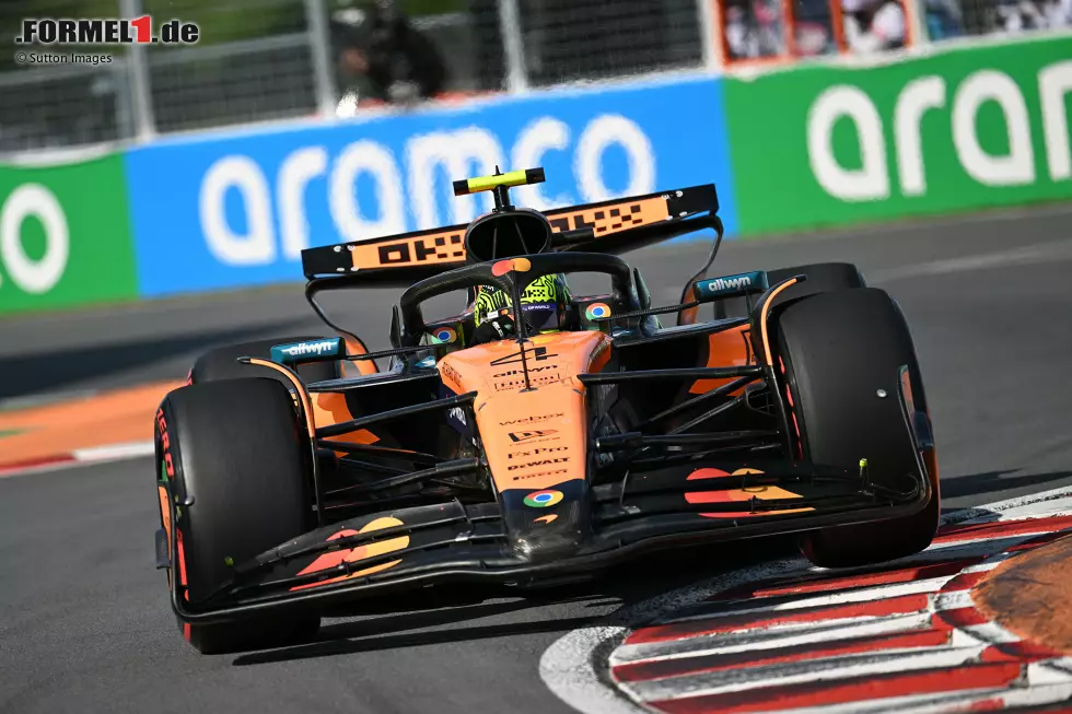 Foto zur News: Kanada: Nach einem Triple-Header ohne größere Fehler und mit zwei zweiten Plätzen und einem Sieg in Monaco wird Kanada zum bislang größten Debakel für Norris. Bereits im Qualifying wird er nach einem Fehler nur Siebter, bevor er einen Tag später im Rennen ...