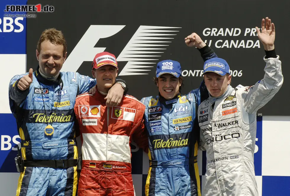 Foto zur News: Fernando Alonso feiert 15 Podestplätze in Folge, als er zwischen Türkei 2005 und Kanada 2006 immer in den Top 3 landet. Die Serie reißt beim Großen Preis der USA 2006, als der Spanier in einem turbulenten Rennen mit zwei schweren Unfällen nur den fünften Platz erreicht.