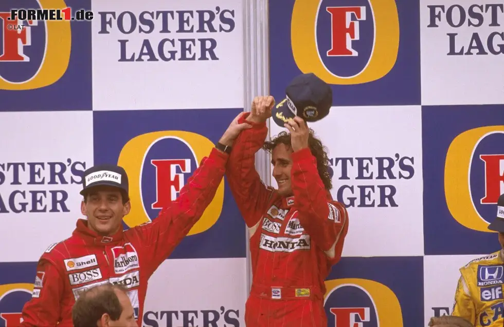 Alain Prost (1988): Nur eine Saison später ereilt Prost das gleiche Schicksal wie vier Jahre zuvor. Sieben Siege reichen erneut nicht zum Titel, weil der McLaren-Teamkollege wieder minimal besser ist. Dieses Mal bezwingt ihn Ayrton Senna mit gerade einmal drei Pünktchen Vorsprung. Foto zur News: Alain Prost (1988): Nur eine Saison später ereilt Prost das gleiche Schicksal wie vier Jahre zuvor. Sieben Siege reichen erneut nicht zum Titel, weil der McLaren-Teamkollege wieder minimal besser ist. Dieses Mal bezwingt ihn Ayrton Senna mit gerade einmal drei Pünktchen Vorsprung.