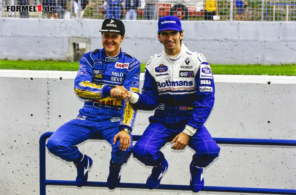 Foto zur News: Damon Hill (1994): Bei seinen sechs Siegen im Jahr 1994 profitiert Damon Hill unter anderem davon, dass WM-Rivale Michael Schumacher im Laufe der Saison gleich zweimal disqualifiziert und sogar einmal für zwei Rennen gesperrt wird. Am Ende des Jahres gewinnt "Schumi" trotzdem seinen ersten Titel - mit einem Punkt Vorsprung.