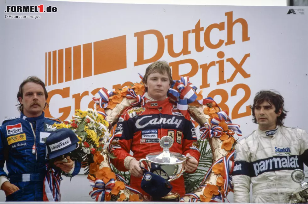 Didier Pironi (4) - Wie eben erwähnt, holt sich Pironi die WM-Spitze 1982 in Brands Hatch von Watson. Nur zwei Rennen später verunglückt er jedoch in Hockenheim schwer. Der Ferrari-Pilot überlebt zwar, zieht sich aber schwere Beinverletzungen zu und fährt nie wieder in der Formel 1. Mit nur fünf Punkten Rückstand wird er Vizeweltmeister. Foto zur News: Didier Pironi (4) - Wie eben erwähnt, holt sich Pironi die WM-Spitze 1982 in Brands Hatch von Watson. Nur zwei Rennen später verunglückt er jedoch in Hockenheim schwer. Der Ferrari-Pilot überlebt zwar, zieht sich aber schwere Beinverletzungen zu und fährt nie wieder in der Formel 1. Mit nur fünf Punkten Rückstand wird er Vizeweltmeister.