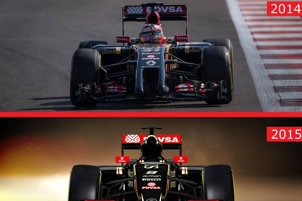 Foto zur News: Im Vorgänger-Check: Vergleich zwischen dem neuen Lotus F1 E23 der Formel 1 Saison 2015 und Vorgänger E22 von 2014