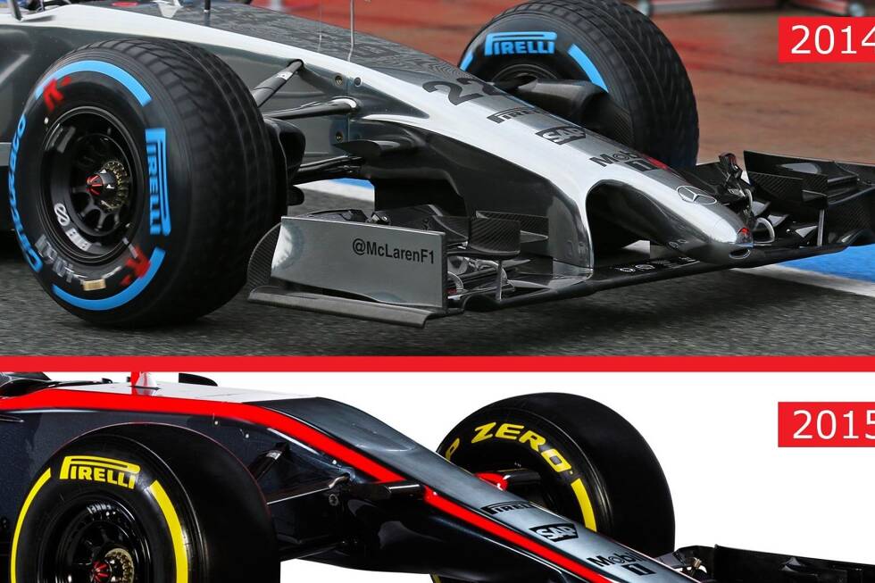 Foto zur News: Im Vorgänger-Check: Vergleich zwischen dem neuen McLaren MP4-30 der Formel 1 2015 und Vorgänger MP4-29 von 2014
