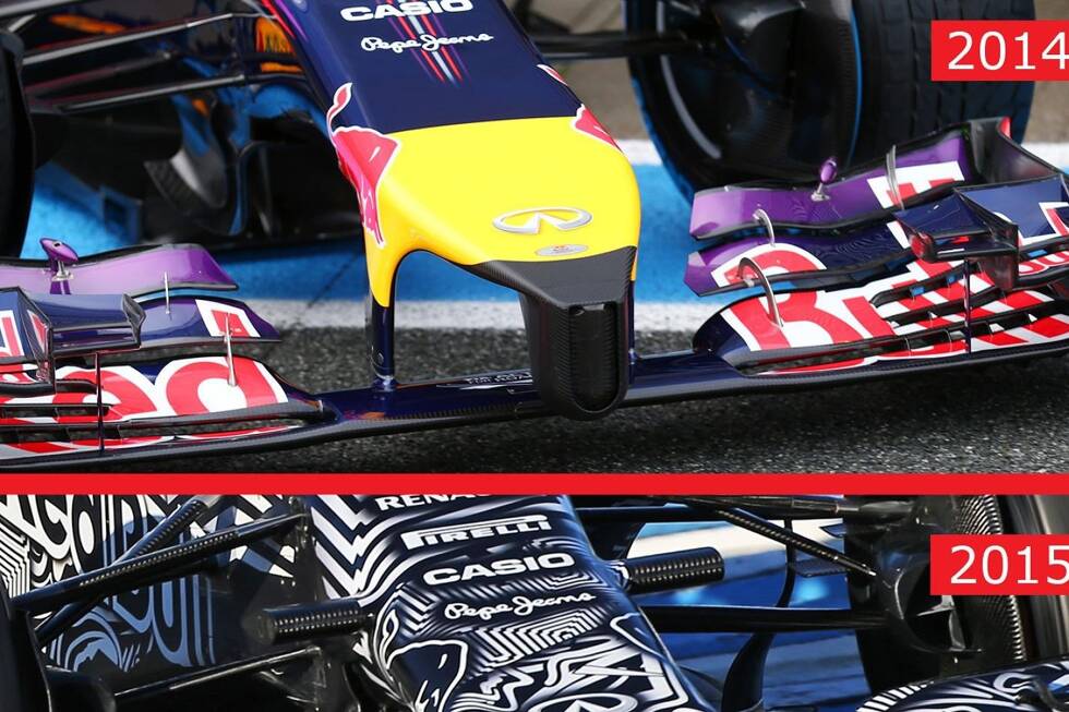 Foto zur News: Im Vorgänger-Check: Vergleich zwischen dem neuen Red Bull RB11 der Formel 1 2015 und dem Vorgänger RB10 von 2014