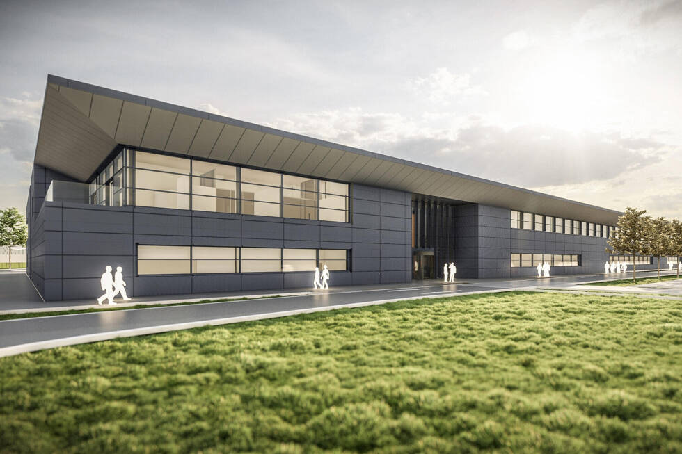 Foto zur News: &quot;Money talks&quot;, sagt Lawrence Stroll beim Spatenstich für die neue Formel-1-Fabrik von Aston Martin - 3D-Renderings vom Campus, der 2022 in Betrieb gehen soll