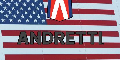 Foto zur News: Andretti-Logo vor der US-amerikanischen Nationalflagge (Fotomontage)