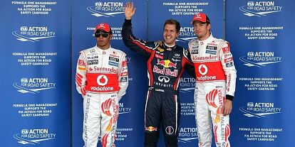 Foto zur News: Lewis Hamilton, Sebastian Vettel, Jenson Button