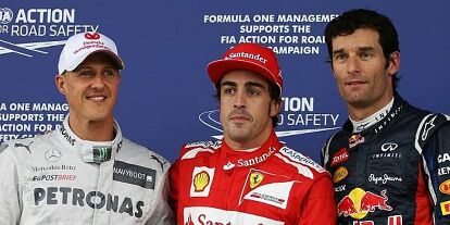 Foto zur News: Michael Schumacher, Fernando Alonso, Mark Webber