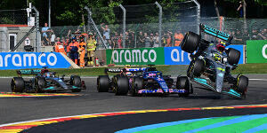 Foto zur News: Lewis Hamiltons Unfall mit Fernando Alonso in Spa: Aufprall