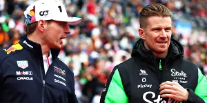 Foto zur News: Verstappen und Alonso feiern Hülkenbergs Silverstone-Erfolg