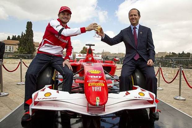 Giancarlo Fisichella und Jerusalems Bürgermeister Nir Barkat