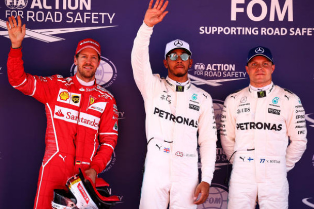 Sebastian Vettel, Lewis Hamilton, Valtteri Bottas Sebastian Vettel, Lewis Hamilton, Valtteri Bottas