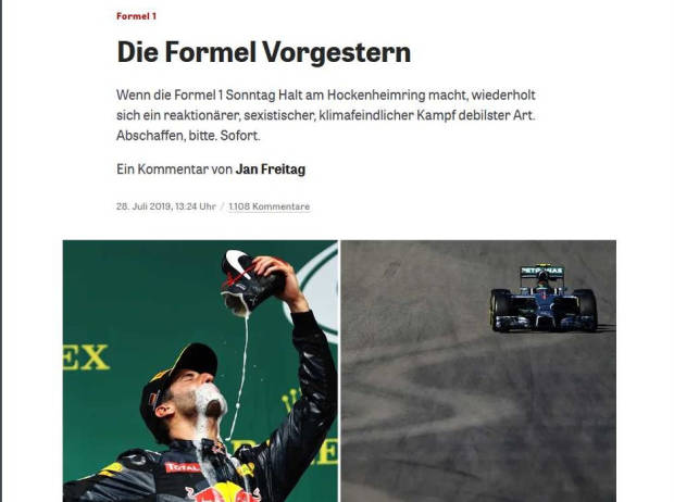 Kommentar "Formel Vorgestern" auf 'Zeit online' Kommentar "Formel Vorgestern" auf 'Zeit online'