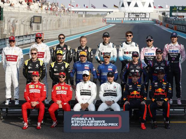 Kimi Räikkönen, Antonio Giovinazzi, Romain Grosjean, Kevin Magnussen, Robert Kubica, George Russell, Sergio Perez, Lance Stroll, Nico Hülkenberg, Daniel Ricciardo, Carlos Sainz, Lando Norris, Pierre Gasly, Daniil Kwjat, Charles Leclerc, Sebastian Vettel,