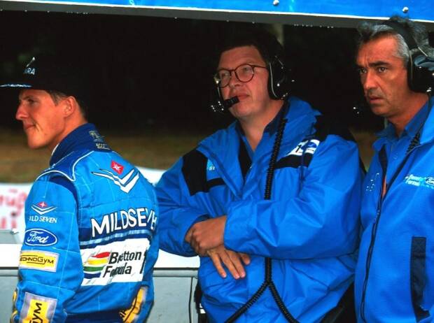 Michael Schumacher, Ross Brawn, Flavio Briatore, Spa 1994