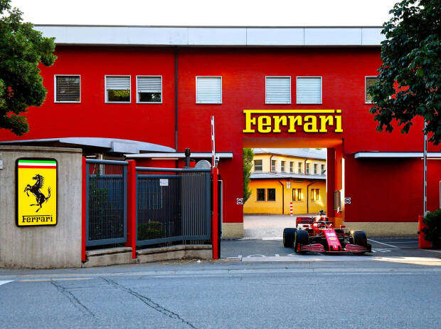 Charles Leclerc fährt aus der Ferrari-Fabrik (Gestione Sportiva) in Maranello Charles Leclerc fährt aus der Ferrari-Fabrik (Gestione Sportiva) in Maranello