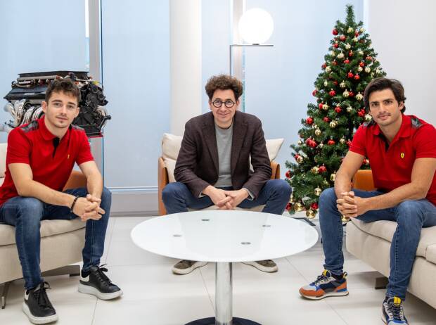 Carlos Sainz, Charles Leclerc, Mattia Binotto Carlos Sainz, Charles Leclerc, Mattia Binotto