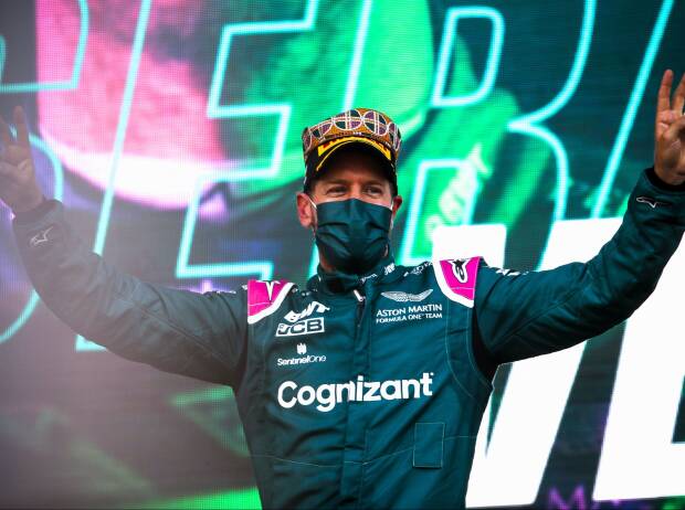Sebastian Vettel auf dem Podium in Baku Sebastian Vettel auf dem Podium in Baku