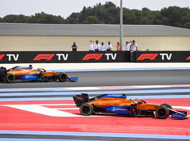 Lando Norris wird von Daniel Ricciardo in Le Castellet abgedrängt