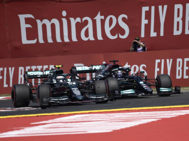 Sebastian Vettel (Aston Martin) vor Lewis Hamilton (Mercedes) beim Großen Preis von Ungarn 2021 in Budapest