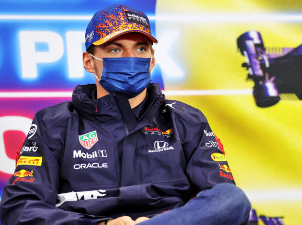Max Verstappen (Red Bull) in der Pressekonferenz vor dem Formel-1-Wochenende in Spa-Francorchamps (Belgien) 2021