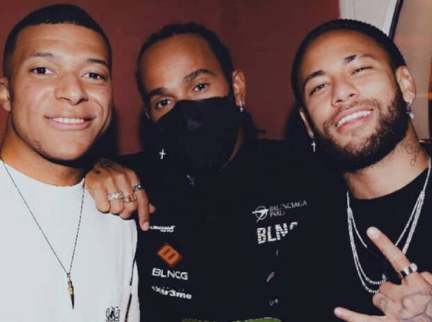Kylian Mbappe, Lewis Hamilton und Neymar in Paris