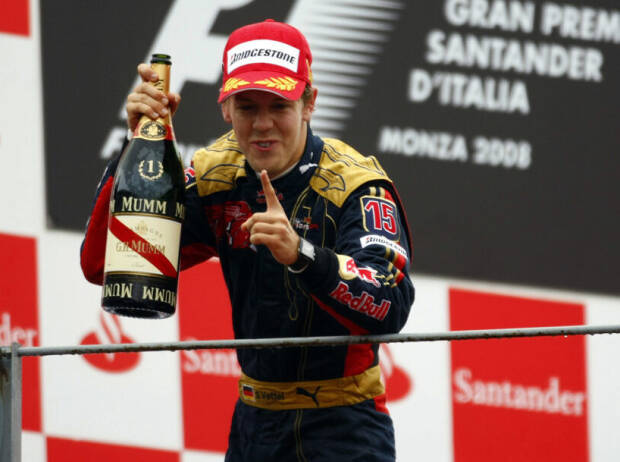 Sebastian Vettel (Toro Rosso) bei seinem ersten Sieg beim Formel-1-Rennen von Italien in Monza 2008