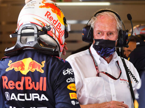 Max Verstappen und Helmut Marko in der Red-Bull-Box beim Grand Prix der USA in Austin 2021